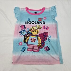 LEGO Friends Legoland T Shirt Dress Nightgown Girls Size 7 8 Pink Blue Butterfly